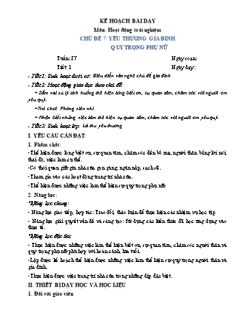 Giáo án Hoạt động trải nghiệm Lớp 3 (Sách Chân trời sáng tạo) - Tuần 27 - Năm học 2022-2023