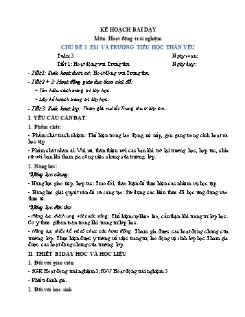 Giáo án Hoạt động trải nghiệm Lớp 3 (Sách Chân trời sáng tạo) - Tuần 3 - Năm học 2022-2023