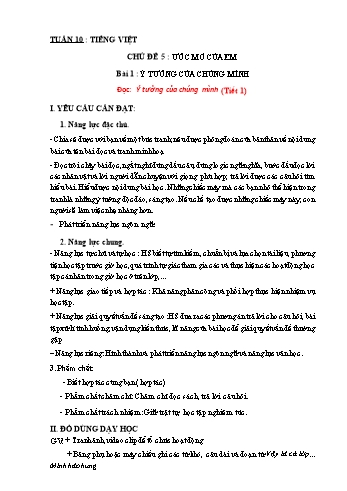 Giáo án Tiếng Việt Lớp 3 (Sách Chân trời sáng tạo) - Tuần 10 - Bài 1: Ý tưởng của chúng mình - Năm học 2022-2023