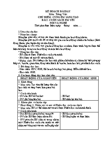 Giáo án Tiếng Việt Lớp 3 (Sách Chân trời sáng tạo) - Tuần 12 - Bài 2: Cuốn sách em yêu (Tiết 6) - Năm học 2022-2023