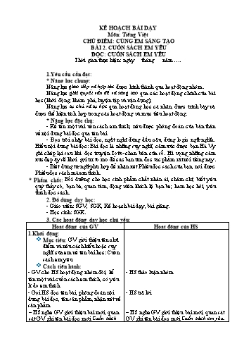 Giáo án Tiếng Việt Lớp 3 (Sách Chân trời sáng tạo) - Tuần 12 - Bài 2: Cuốn sách em yêu (Tiết 5) - Năm học 2022-2023