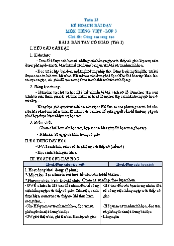 Giáo án Tiếng Việt Lớp 3 (Sách Chân trời sáng tạo) - Tuần 13 - Năm học 2022-2023