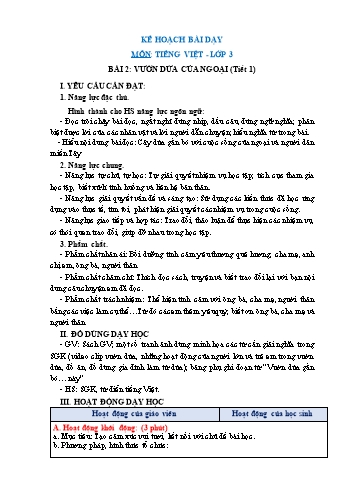 Giáo án Tiếng Việt Lớp 3 (Sách Chân trời sáng tạo) - Tuần 16 - Bài 2: Vườn dừa của ngoại - Năm học 2022-2023