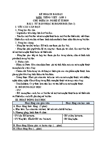 Giáo án Tiếng Việt Lớp 3 (Sách Chân trời sáng tạo) - Tuần 21 - Bài 1: Từ bản nhạc bị đánh rơi (Tiết 2) - Năm học 2022-2023