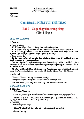 Giáo án Tiếng Việt Lớp 3 (Sách Chân trời sáng tạo) - Tuần 23 - Bài 1: Cuộc chạy đua trong rừng - Năm học 2022-2023