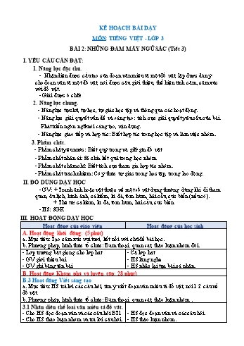 Giáo án Tiếng Việt Lớp 3 (Sách Chân trời sáng tạo) - Tuần 25 - Bài 2: Những đám mây ngũ sắc (Tiết 3) - Năm học 2022-2023