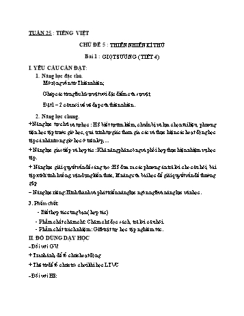 Giáo án Tiếng Việt Lớp 3 (Sách Chân trời sáng tạo) - Tuần 25 - Bài 1: Giọt sương (Tiết 4) - Năm học 2022-2023