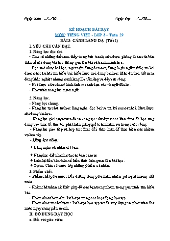 Giáo án Tiếng Việt Lớp 3 (Sách Chân trời sáng tạo) - Tuần 29 - Bài 4: Cảnh làng dạ - Năm học 2022-2023