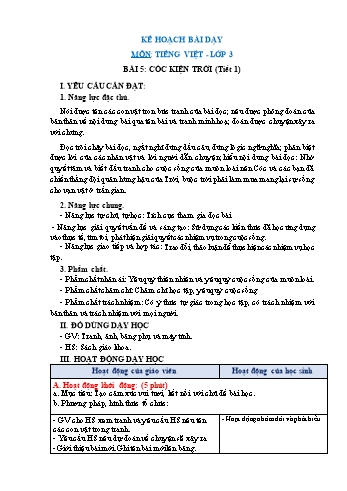 Giáo án Tiếng Việt Lớp 3 (Sách Chân trời sáng tạo) - Tuần 34 - Bài 5: Cóc kiện trời - Năm học 2022-2023