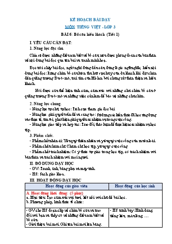 Giáo án Tiếng Việt Lớp 3 (Sách Chân trời sáng tạo) - Tuần 34 - Bài 6: Bồ câu hiếu khách - Năm học 2022-2023