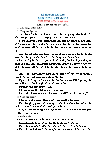 Giáo án Tiếng Việt Lớp 3 (Sách Chân trời sáng tạo) - Tuần 8 - Bài 3: Ngày em vào Đội - Năm học 2022-2023