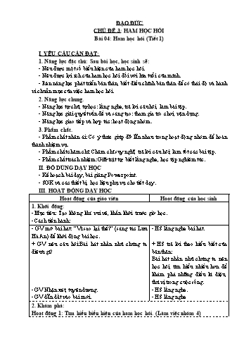 Giáo án Steam Đạo đức Lớp 3 (Sách Kết nối tri thức) - Tuần 11 - Chủ đề 3: Ham học hỏi - Bài 4: Ham học hỏi (Tiết 1)