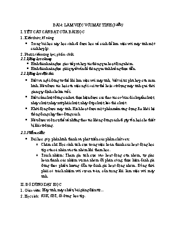 Giáo án Steam Tin học Lớp 3 theo CV2345 (Sách Kết nối tri thức) - Chủ đề 1: Máy tính và em - Bài 4 Làm việc với máy tính