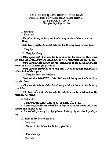 Giáo án Khoa học tự nhiên Lớp 7 (Sách Cánh diều) - Bài 8: Đồ thị quãng đường, thời gian (Phần 3) - Năm học 2022-2023