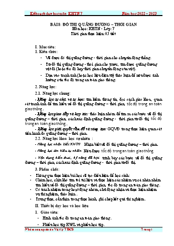 Giáo án Khoa học tự nhiên Lớp 7 (Sách Cánh diều) - Bài 8: Đồ thị quãng đường, thời gian (Phần 1+2) - Năm học 2022-2023