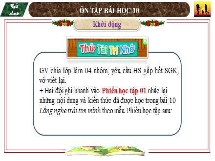 Bài giảng Steam Ngữ văn Lớp 7 (Sách Chân trời sáng tạo) - Bài 10: Lắng nghe trái tim mình - Ôn tập